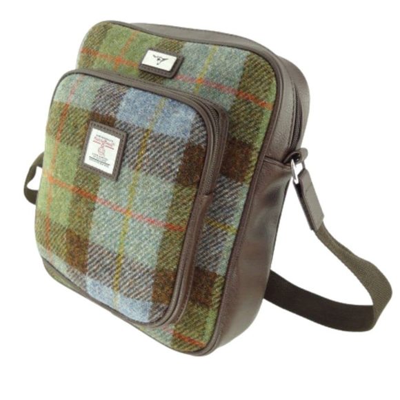 Harris Tweed 'Tay' Man Bag In Macleod Tartan Multicolor T_T - Picture 1 of 1